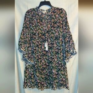 Umgee Floral and Leopard Print Dress - Black and Pink